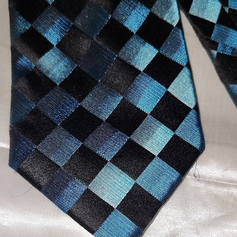 Stafford Blue and Black Plaid Tie - Picture 3 of 3